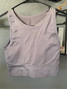 Amazon Lavender Ribbed High-Neck Seamless Sports Bra